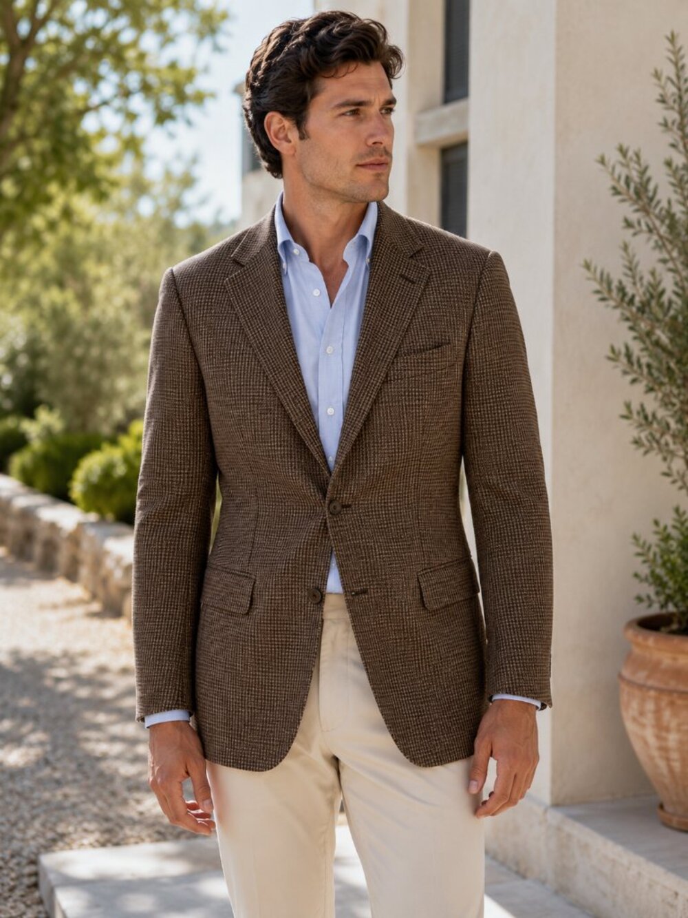 Lauren Ralph Lauren Wool Blazer Mens Brown Houndstooth Tweed Sport Coat Preppy